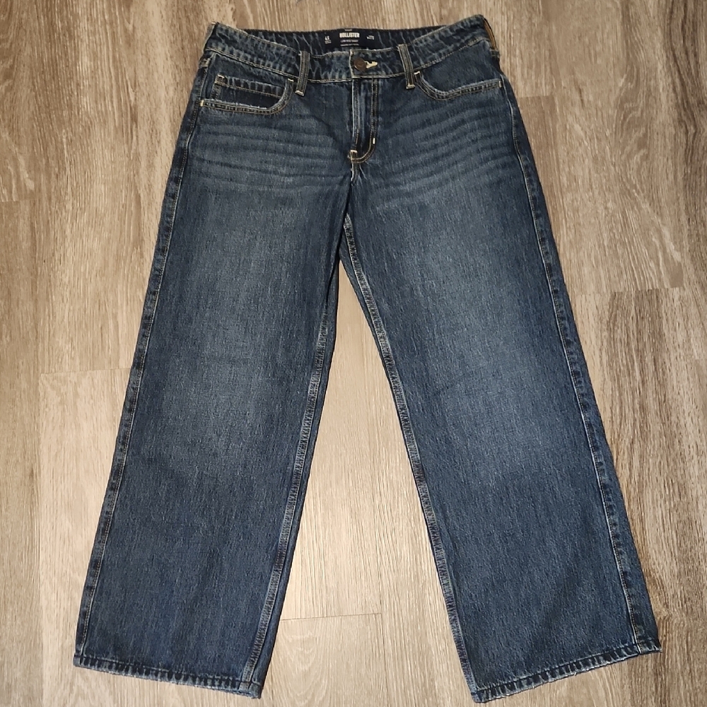Hollister Low Rise Wide Leg Blue Denim Jeans